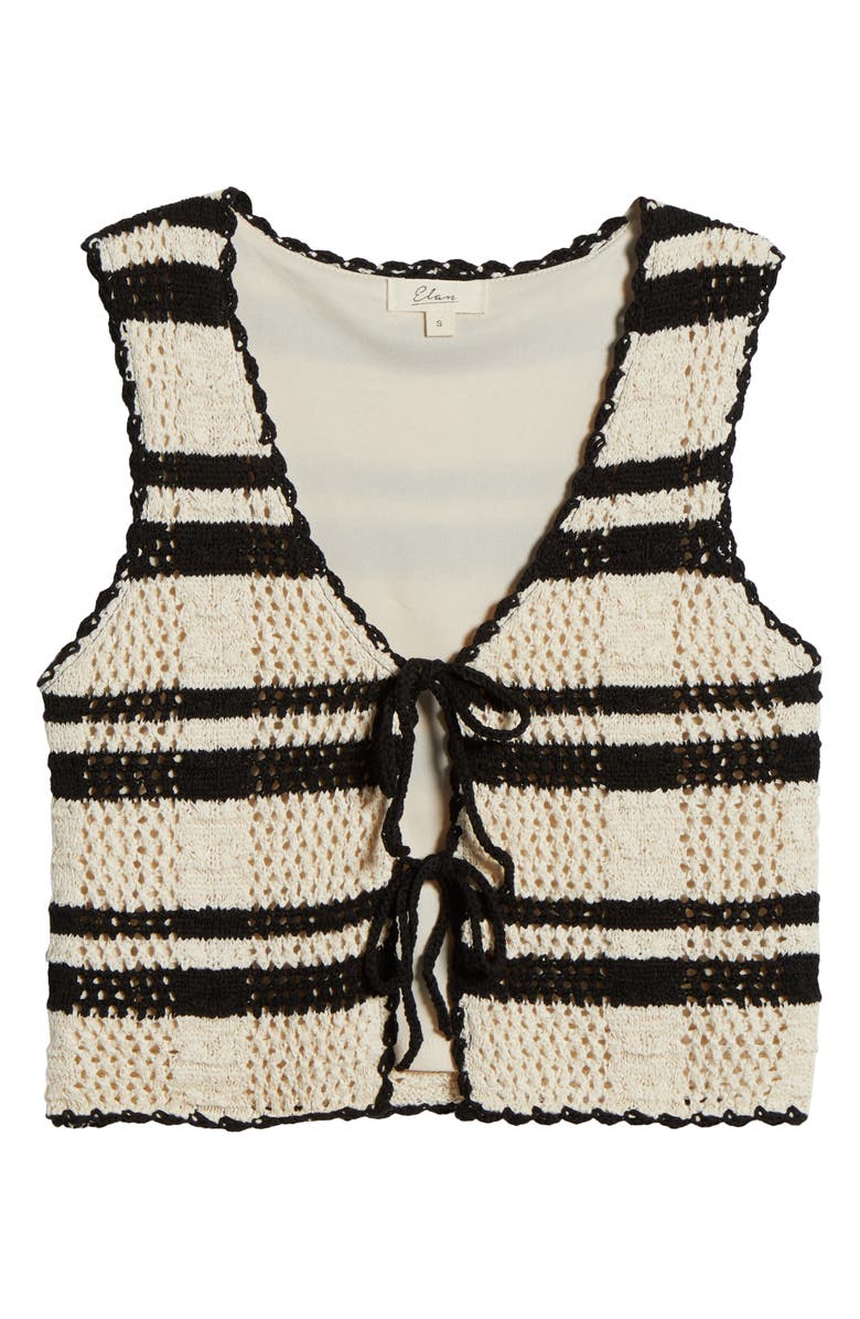 Elan Tie Front Cover-Up Vest, Alternate, color, Natural Black Stripe
