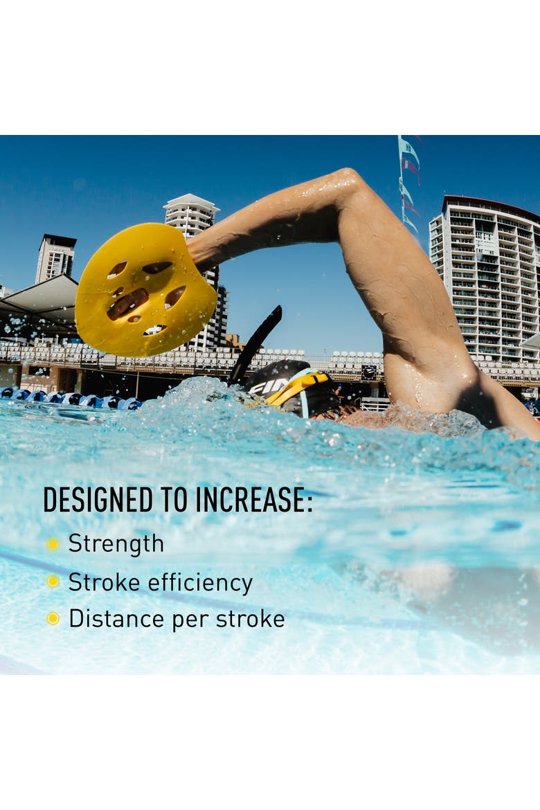 Manta Swim Training Paddles Strapless Design for Stroke Technique Floating Hand Paddles Build Strength, Alternate, color, Yellow