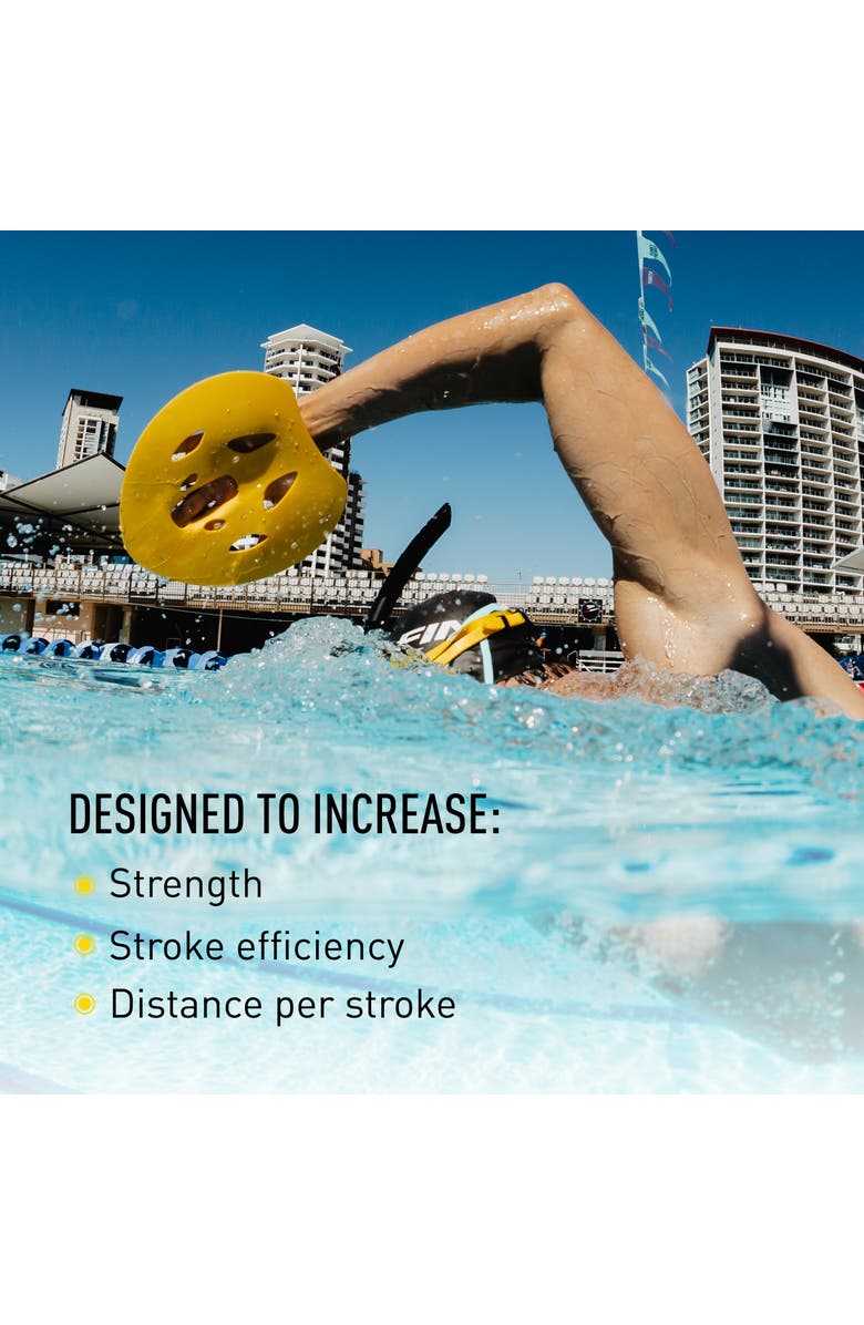 FINIS Manta Swim Training Paddles Strapless Design for Stroke Technique Floating Hand Paddles Build Strength, Alternate, color, Yellow