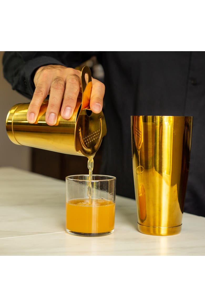 Gold Boston Cocktail Shaker Set, Weighted, Alternate, color, Gold