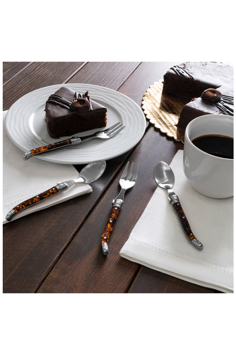 Laguiole 8-Piece Dessert Forks & Spoons Set, Alternate, color, TORTOISE SHELL