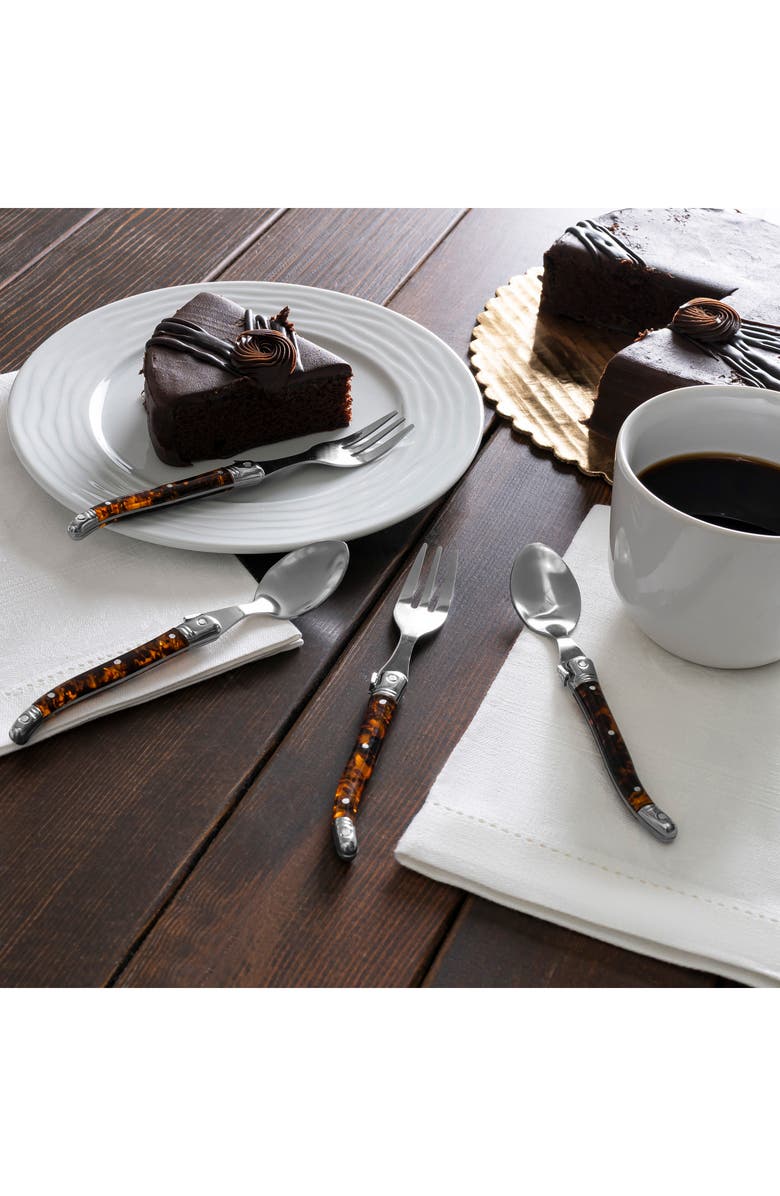 FRENCH HOME Laguiole 8-Piece Dessert Forks & Spoons Set, Alternate, color, Tortoise Shell