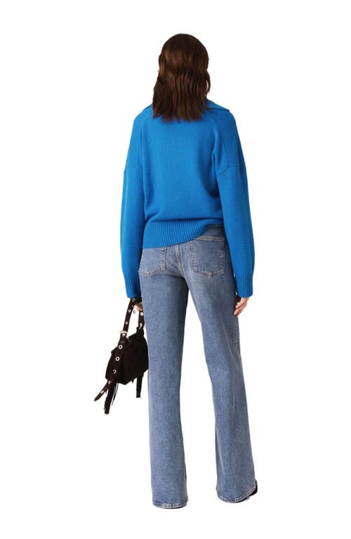 Maje Open Polo Collar Cardigan In Blue