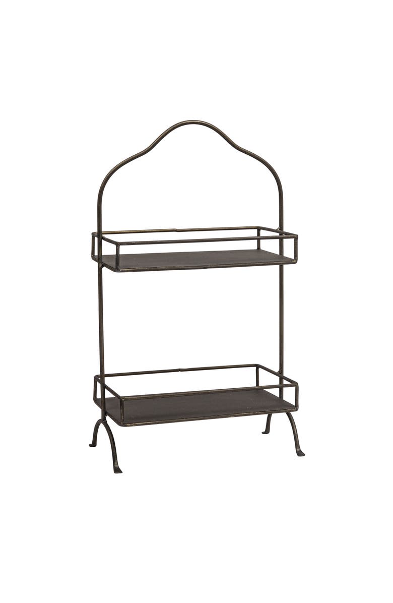 Storied Home Decorative Metal 2 Tier Tray with Handle, Main, color, 