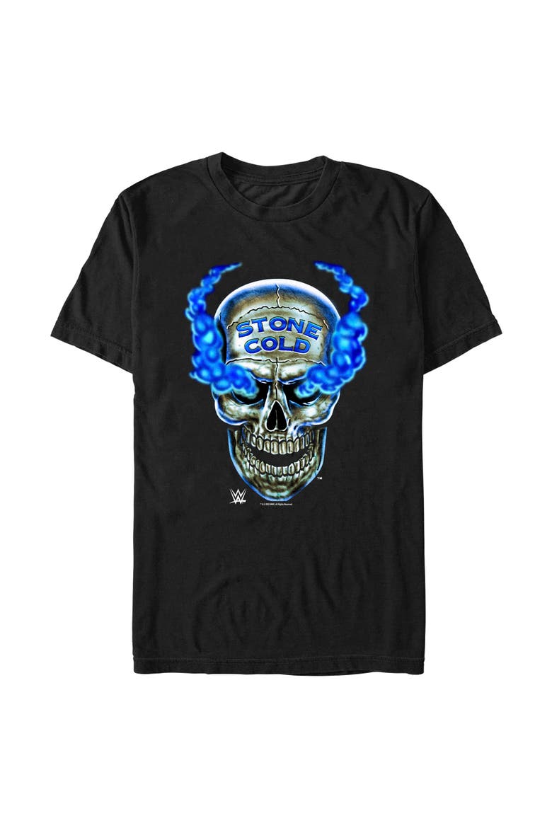 Mens WWE Stone Cold Smoke Skull T Shirt, Main, color, Black