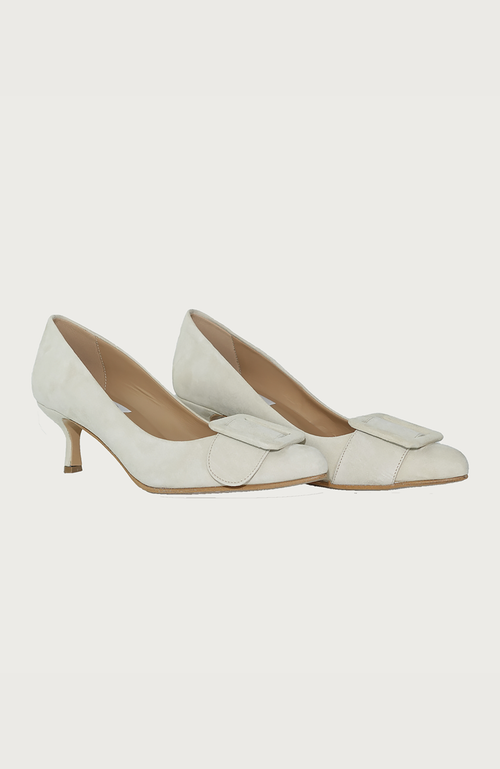 Andrea Carrano Shoes Milk Kitten Heel In White