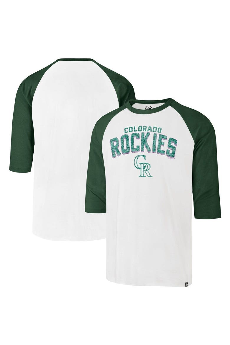 Men's '47 Cream Colorado Rockies City Connect Crescent Franklin Raglan 3/4-Sleeve T-Shirt, Main, color, Cream