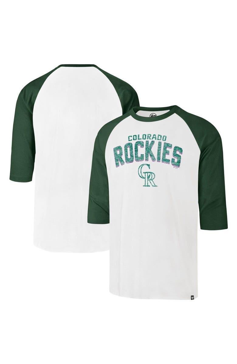 '47 Men's '47 Cream Colorado Rockies City Connect Crescent Franklin Raglan 3/4-Sleeve T-Shirt, Main, color, 