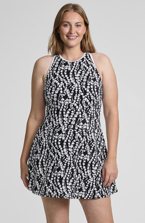 Plus Size Tugless High Neck Swim Dress Swimsuit