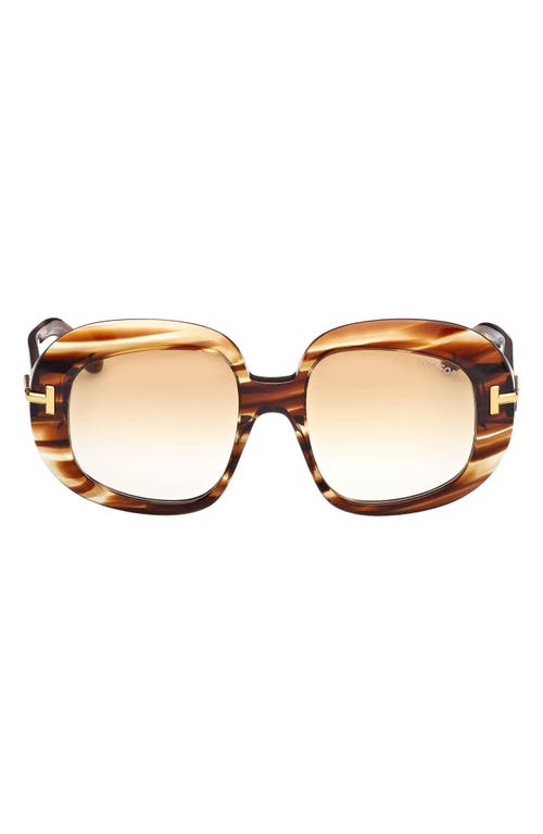 Tom Ford Icon 53mm Gradient Round Sunglasses In Brown Yellow/grad Amber