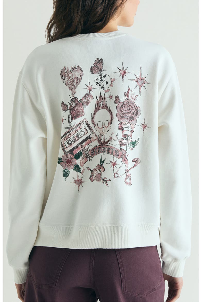 Skull Printed Sweatshirt, Alternate, color, Ecru