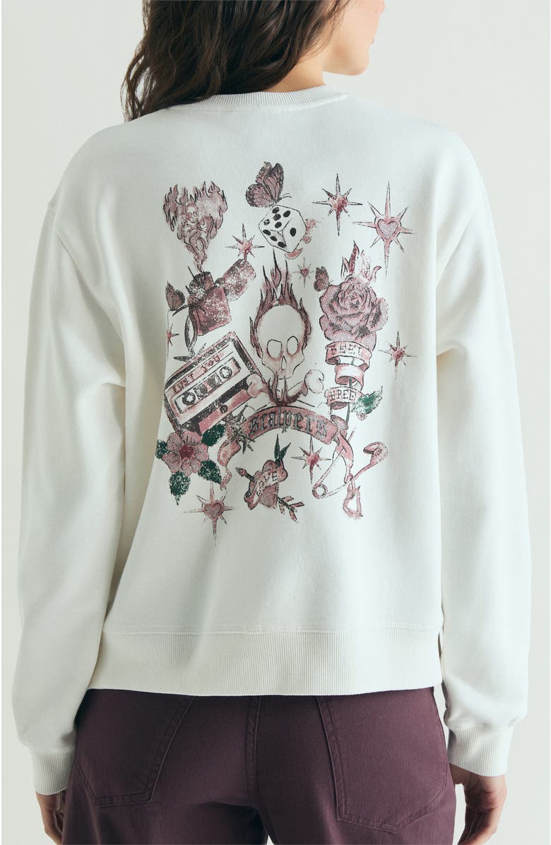 Scalpers Skull Printed Sweatshirt, Alternate, color, Ecru