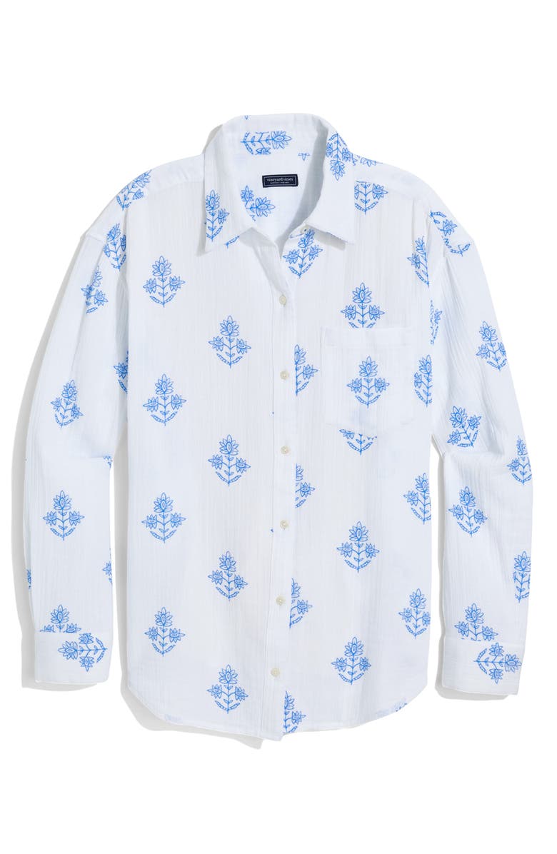 vineyard vines Organic Cotton Shirt, Alternate, color, White Lia Blockprint