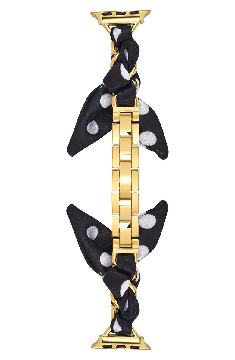 RItech Polka Dot Scarf & Chain Watch Band, Main, color, Black