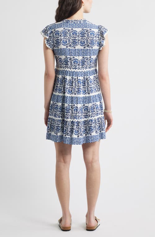 Caslonr Caslon(r) Ruffle Trim Linen Blend Shift Dress