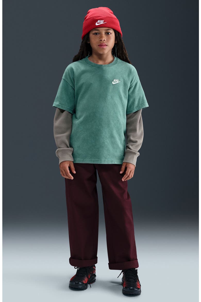 Kids' Sportswear Club Washed Cotton T-Shirt, Alternate, color, BICOASTAL