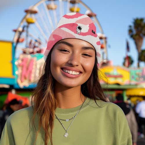 Dalix Astronaut Beanie In Pink Camo