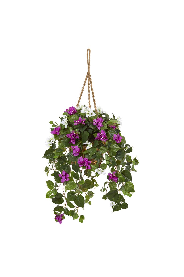 30-in Mixed Bougainvillea Artificial Plant Hanging Basket, Main, color, Purple
