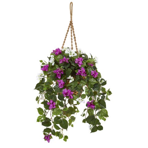 30-in Mixed Bougainvillea Artificial Plant Hanging Basket
