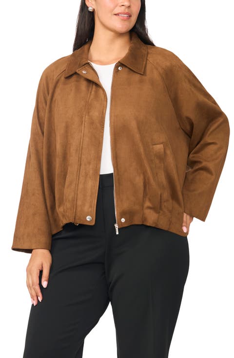 Faux Suede Raglan Sleeve Jacket