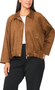 Vince Camuto Faux Suede Raglan Sleeve Jacket
