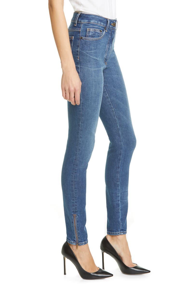 Moschino Beaded Bear Skinny Jeans, Alternate, color, 