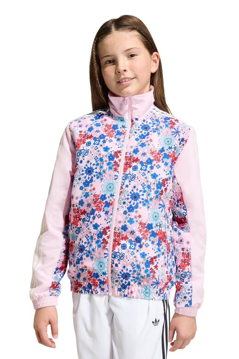 Kids' Floral Print Track Jacket, Alternate, color, CLEAR PINK