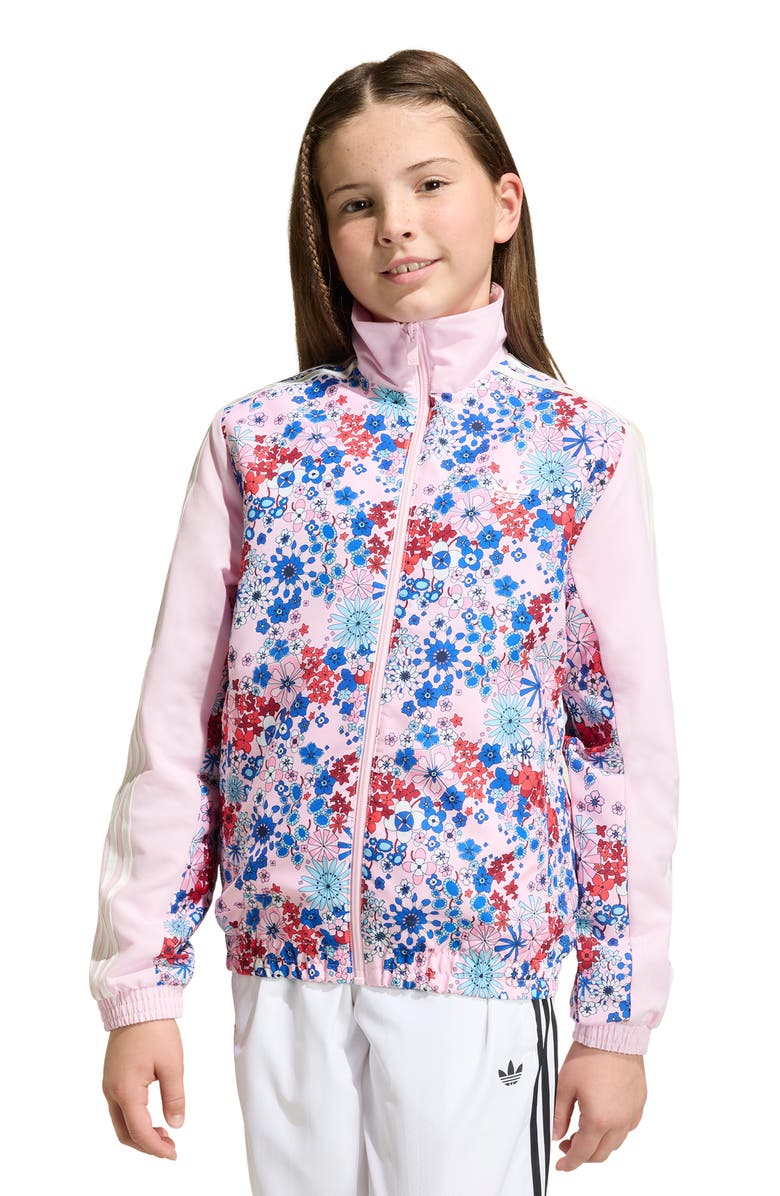 adidas Kids' Floral Print Track Jacket, Alternate, color, Clear Pink