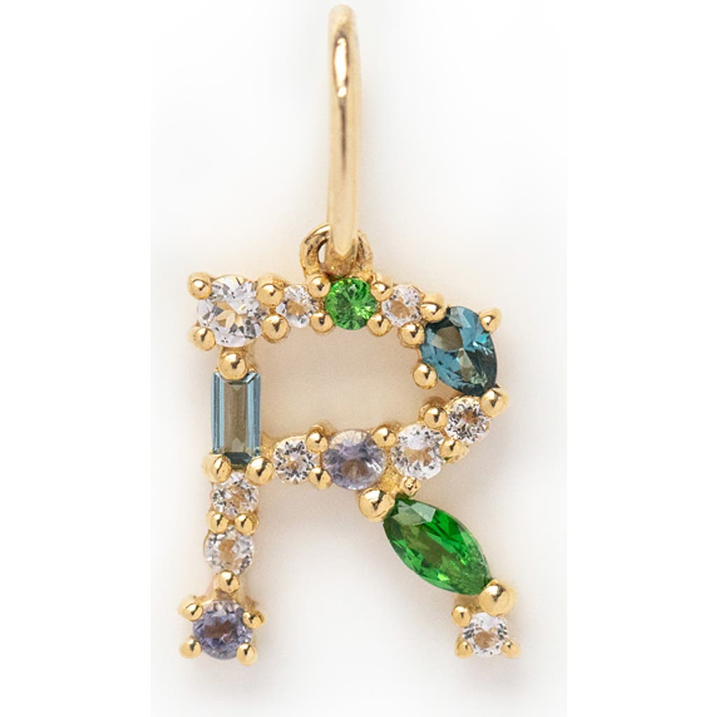 Local Eclectic Semiprecious Stone Initial Charm In Multi