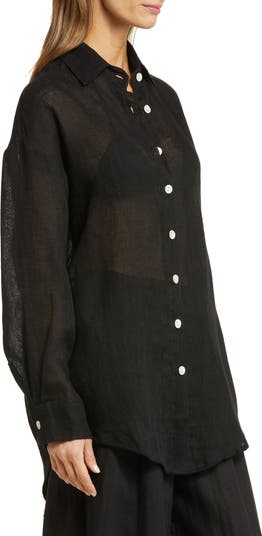Playa Oversize Linen Cover-Up Shirt