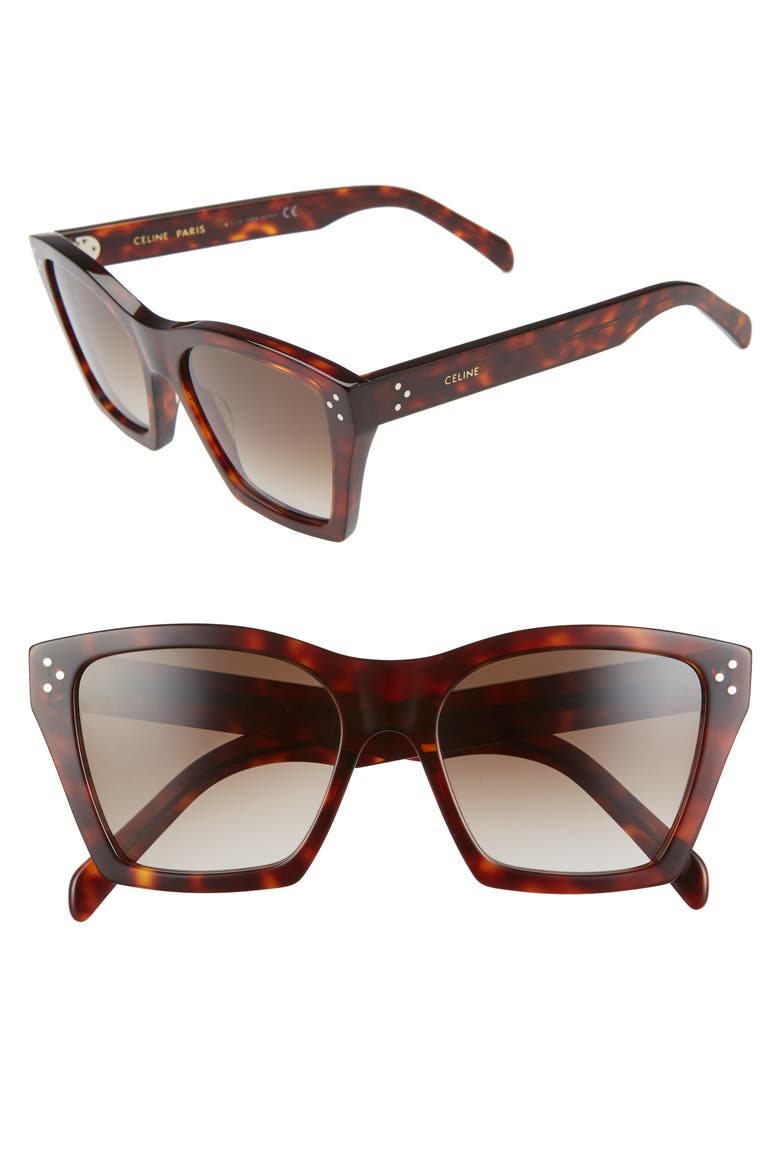 55mm Cat Eye Sunglasses, Main, color, DARK HAVANA/ GRADIENT BROWN