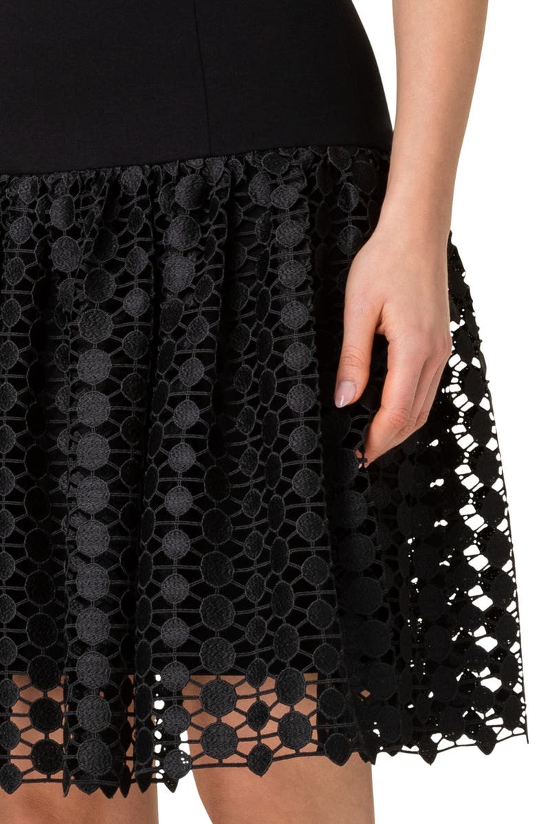 Akris punto Dot Guipure Lace Hem Jersey Dress, Alternate, color, 