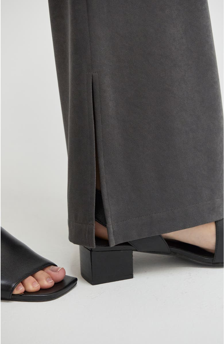 CRESCENT Brushed Ruched Button Up Top, Alternate, color, Charcoal