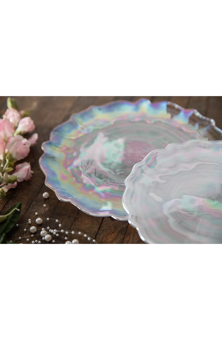 Fortessa Lorelei Set of 4 Iridescent Dinner Plates, Alternate, color, Clear