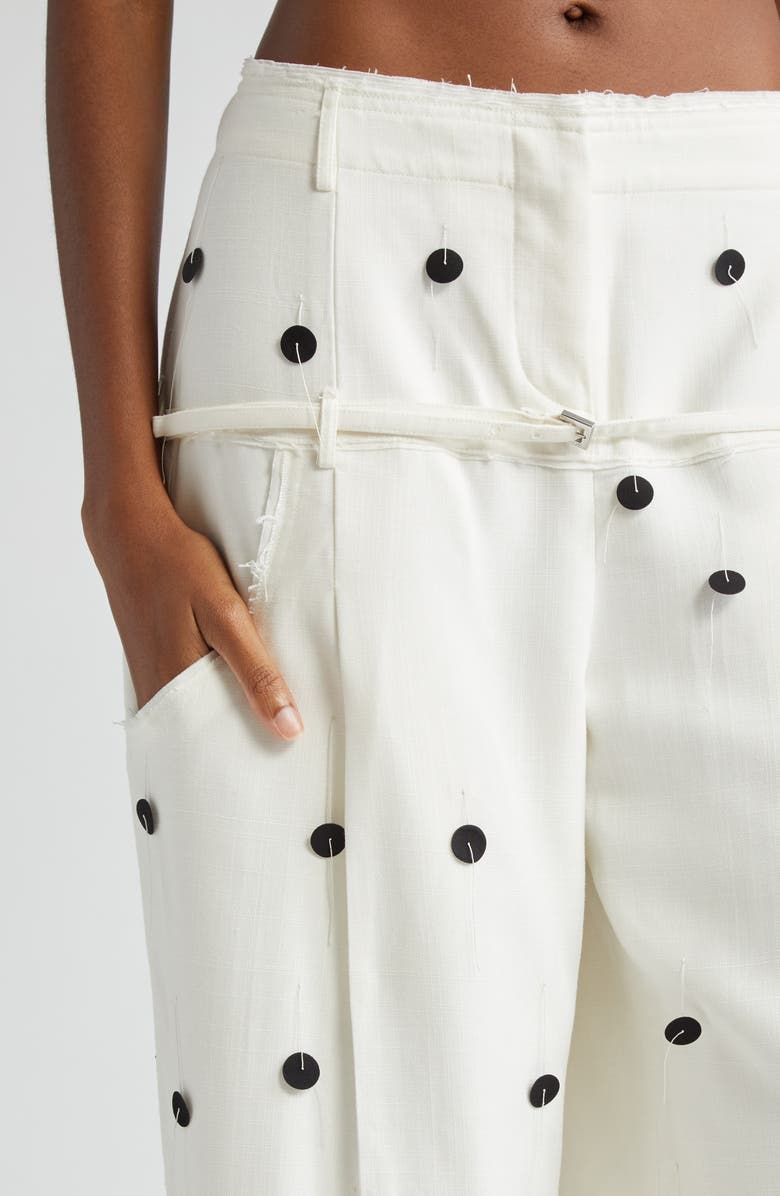 Jacquemus Criollo Embroidered Polka Dot Belted Wide Leg Pants, Alternate, color,