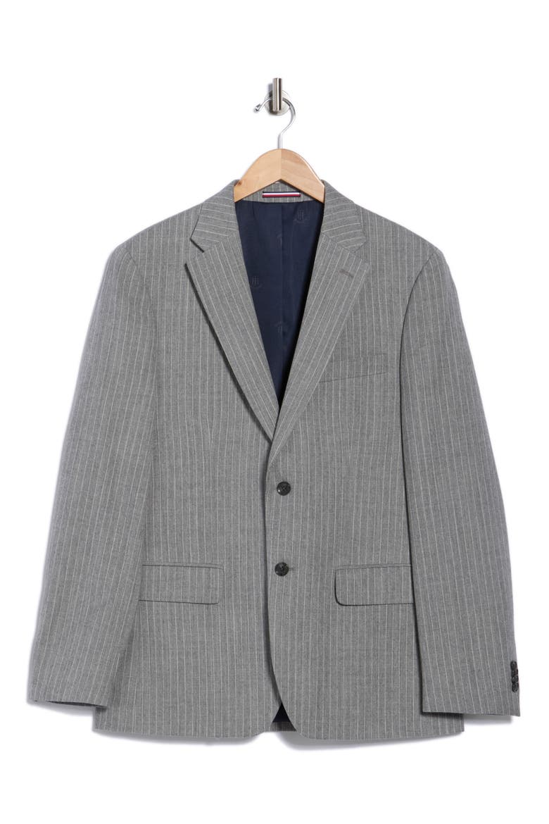 Pinstripe Wool Two-Button Sport Coat, Alternate, color, GREY STRIPE