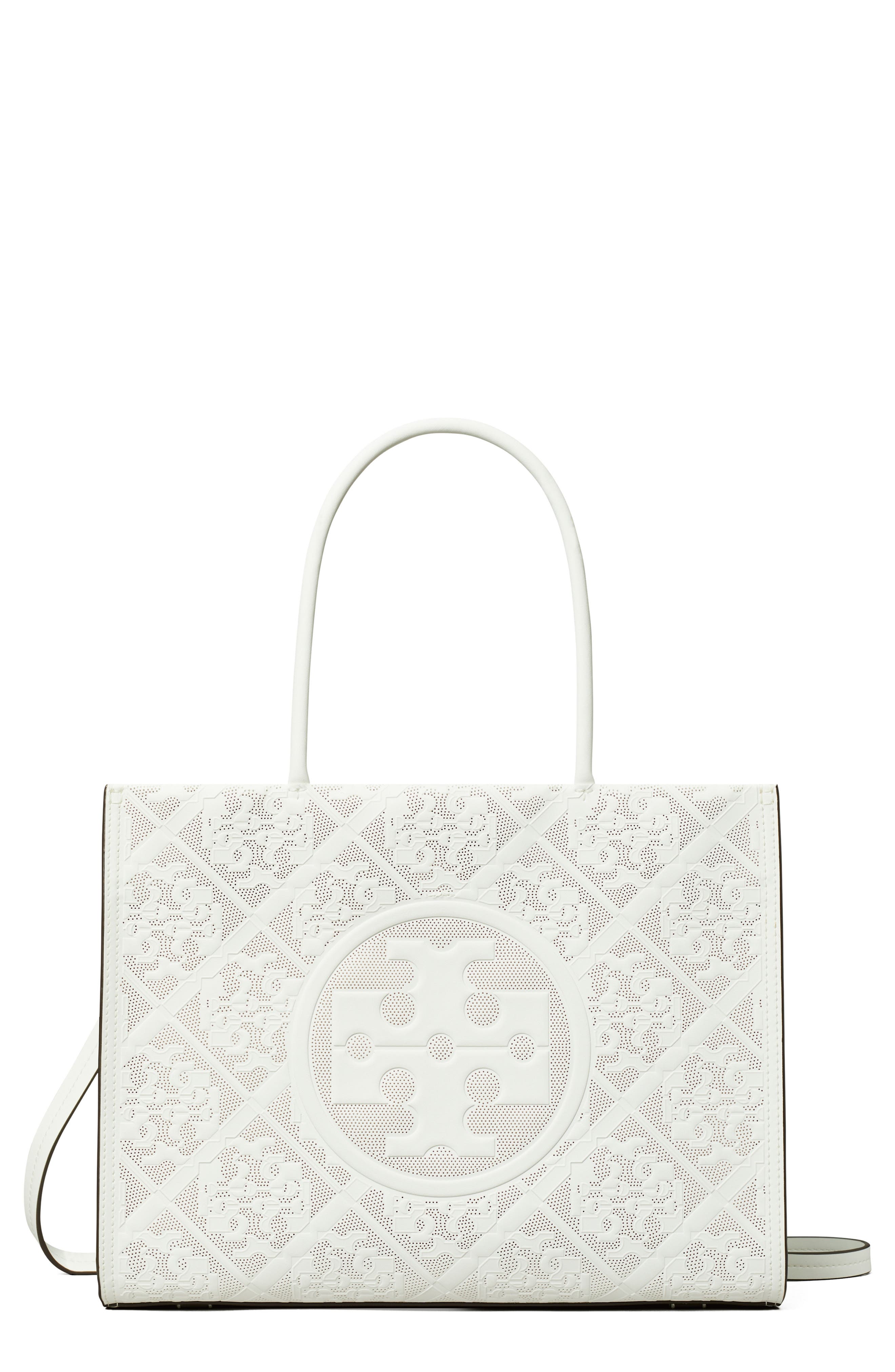 Tory Burch Small Ella Perforated Faux Leather Tote, Main, color, 