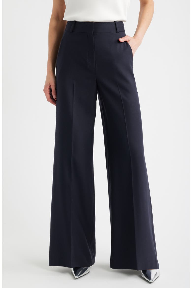 High Waist Flare Leg Pants, Main, color, DARK NAVY