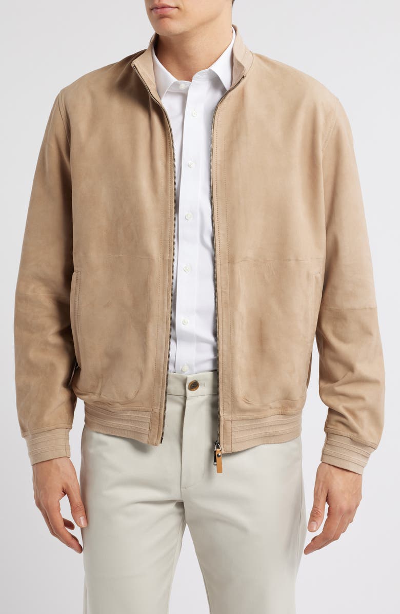 Canali Ultrasoft Suede Bomber Jacket, Main, color, 