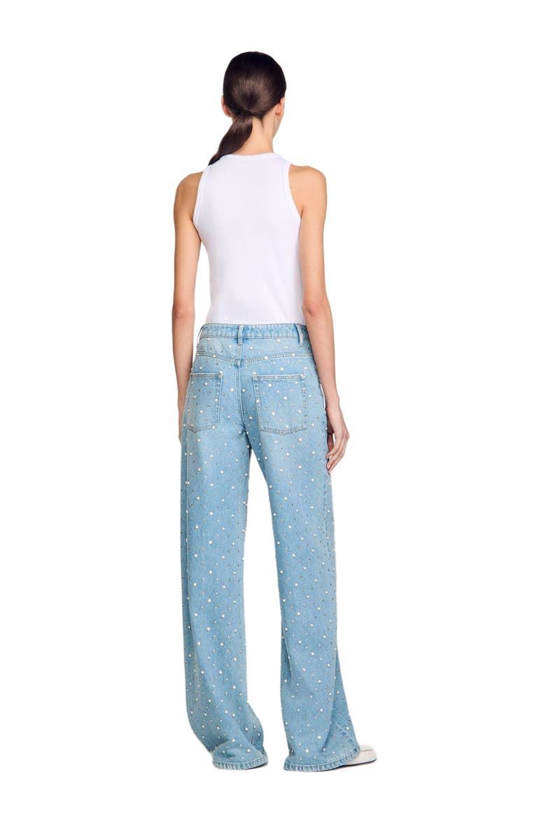 Rhinestone and beaded jeans, Alternate, color, Blue jean