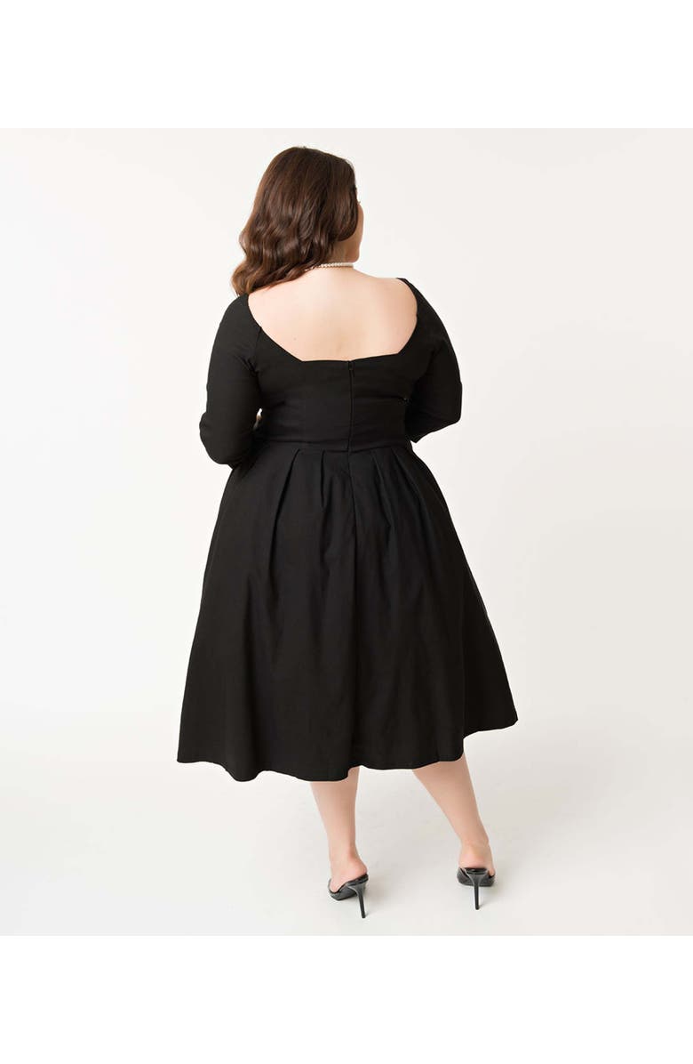 Unique Vintage Plus Size Sweetheart Neckline Lamar Swing Dress, Alternate, color, Black