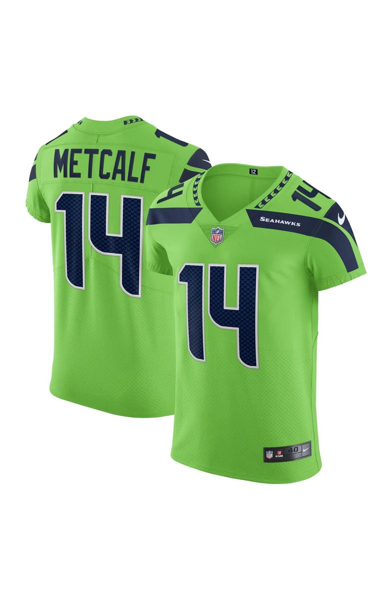Nike Men's Nike DK Metcalf Neon Green Seattle Seahawks Alternate Vapor Elite Player Jersey, Main, color, 