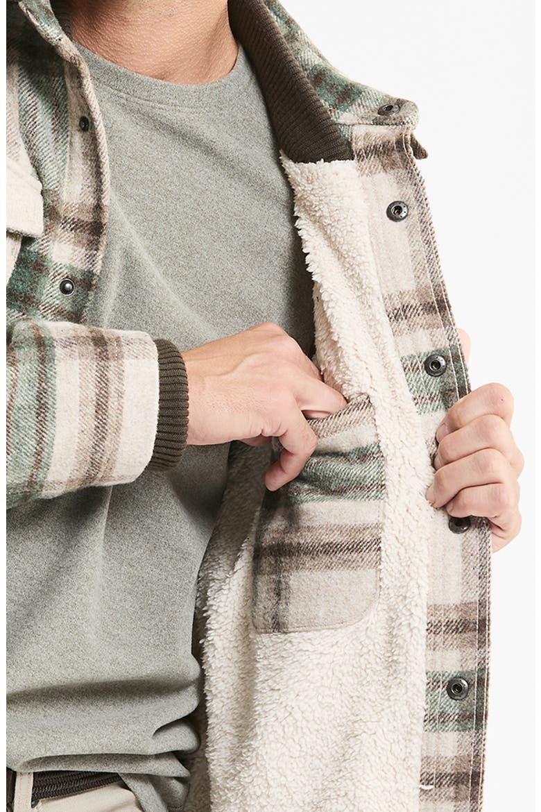 Plaid Faux Fur Lined Wool Blend Shirt Jacket, Alternate, color, STONE GREEN PLAID