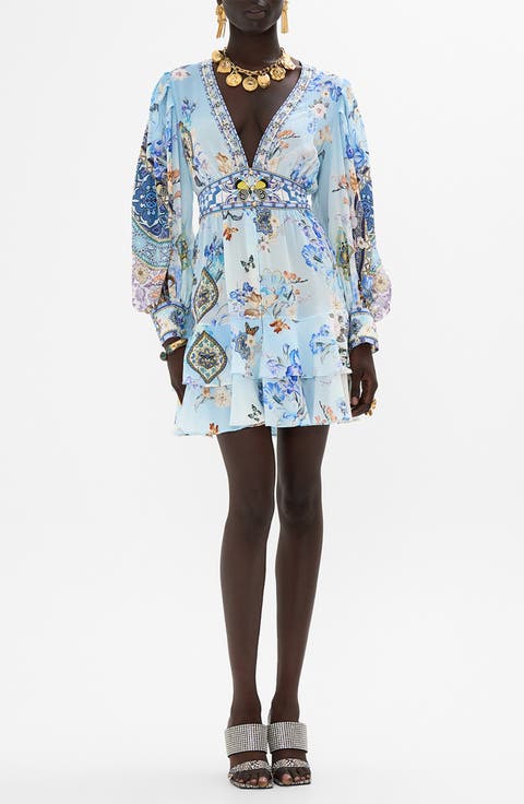 The Al Manial Palace Memoirs Long Sleeve Silk Minidress