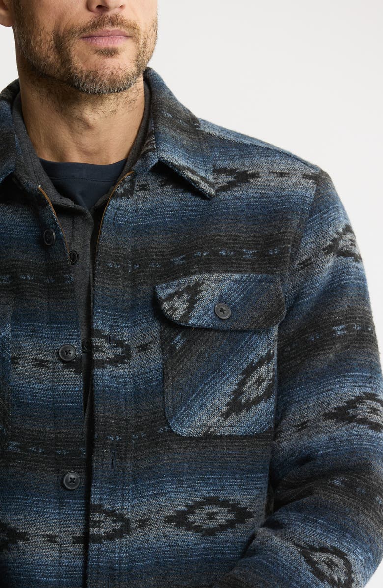 JACHS Geometric Jacquard Faux Shearling Lined Jacket, Alternate, color, Grey Aztec