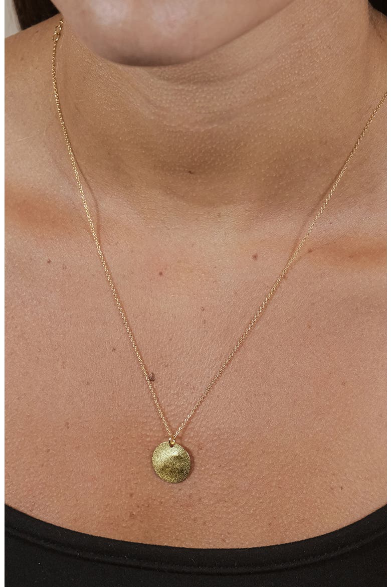 14K Yellow Gold Vermeil Hammered Pendant Necklace, Alternate, color, GOLD