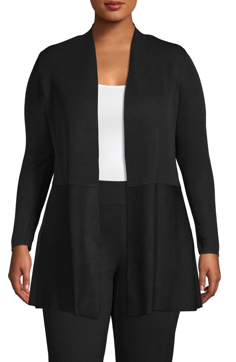 Anne Klein Seamed Open Front Cardigan, Main, color, Anne Black