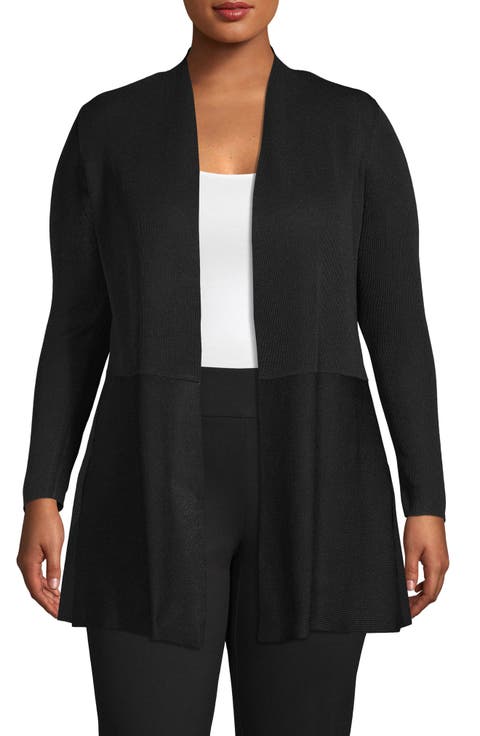 Seamed Open Front Cardigan (Plus Size)