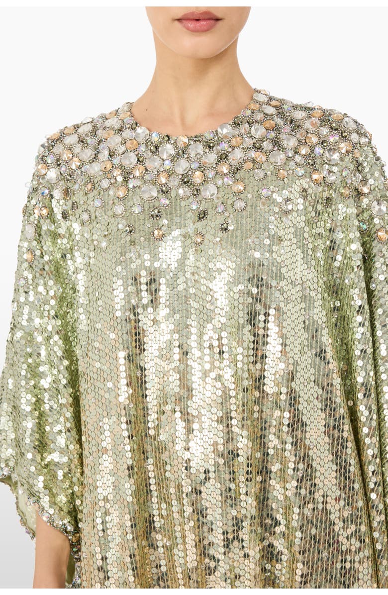 Jenny Packham Fontaine Sequin-Embellished Maxi Dress, Alternate, color, Marmo Green