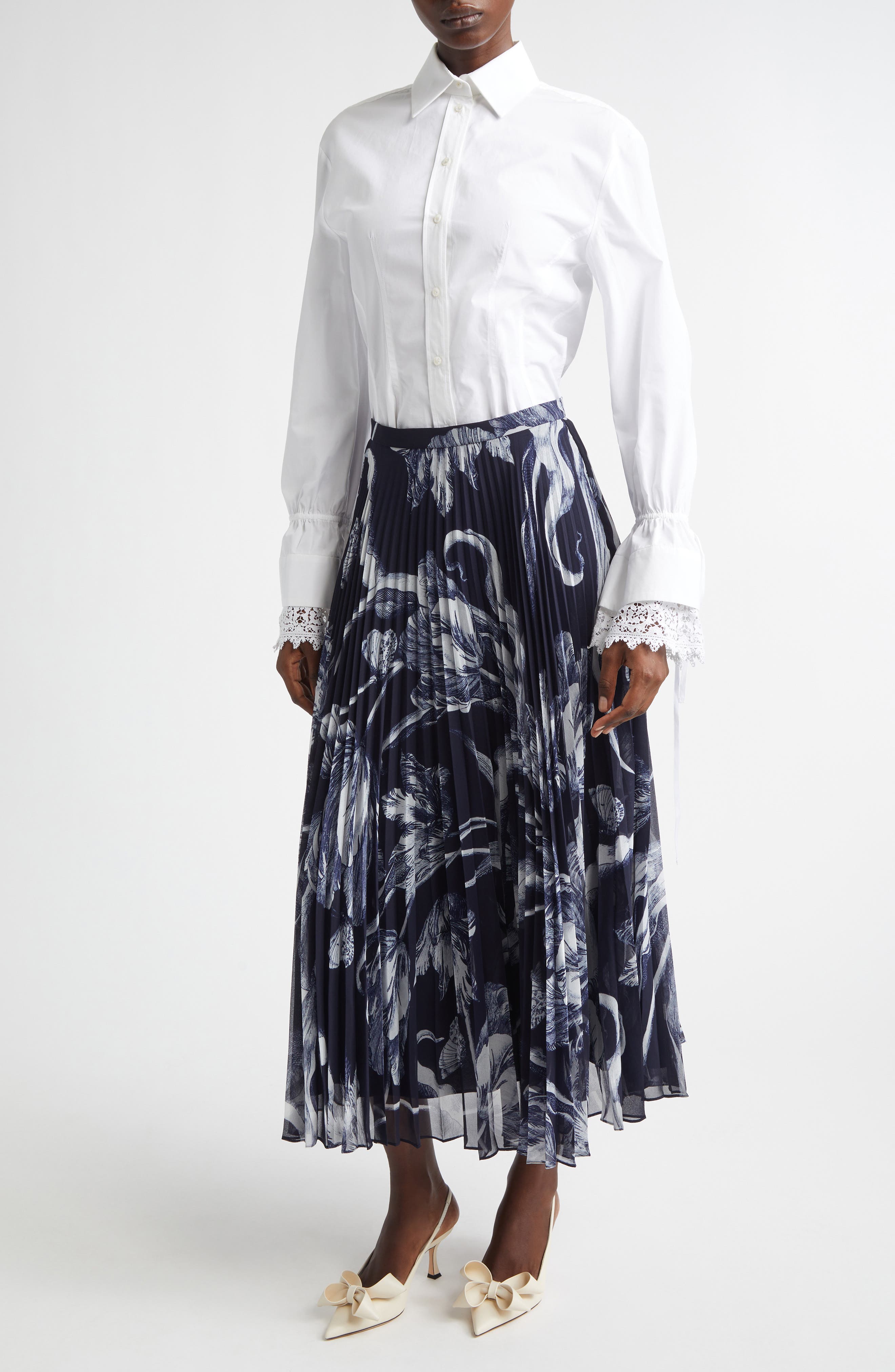 Tie Cuff Cotton Button-Up Shirt - image 2
